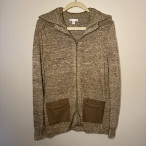 Gap Womens Medium Alpaca Wool Blend Cardigan Oatmeal Tan Zip Front Pockets